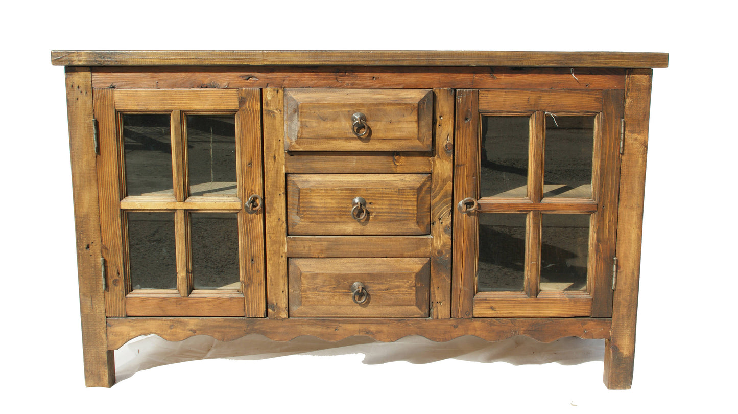 Custom Rustic Bathroom Vanity 48" wide Glass Doors