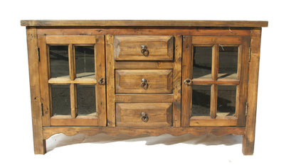 Custom Rustic Bathroom Vanity 48" wide Glass Doors