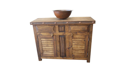 Rustic Shutter Door Bathroom Vanity Buffet