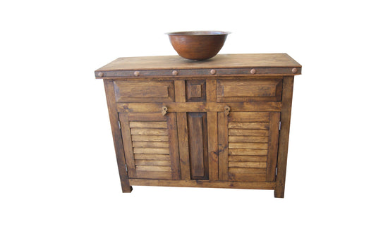 Rustic Shutter Door Bathroom Vanity Buffet
