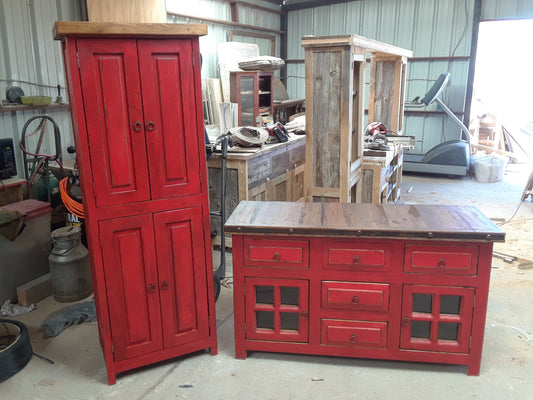 Rustic Vanity With Linen Cabinet