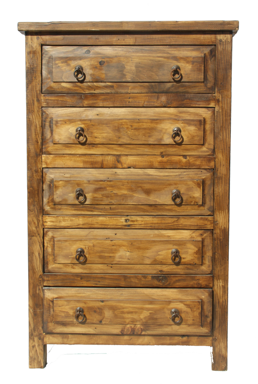 Moreno's - Rustic Wood 5 Drawers Bedroom Dresser