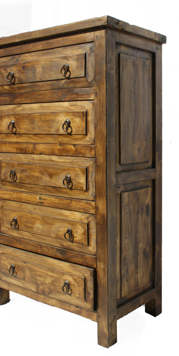 Moreno's - Rustic Wood 5 Drawers Bedroom Dresser