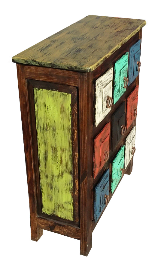 Moreno's - Rustic Multi-Color 9 Small Drawers Bedroom Dresser