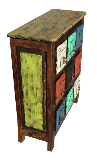 Moreno's - Rustic Multi-Color 9 Small Drawers Bedroom Dresser