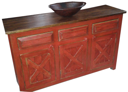 Moreno's - Rustic Red Barn Doors Reclaimed Wood Bathroom Vanity 60"x22"x32