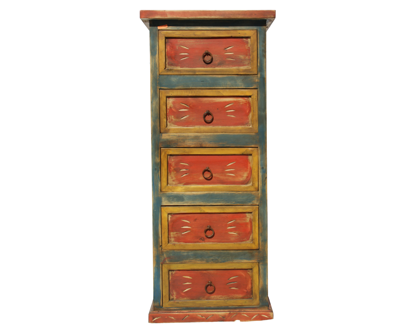 Moreno's - Rustic Spanish Wood Multi-Color 5 Drawers Bedroom Dresser