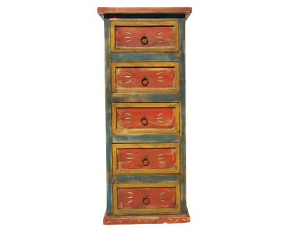 Moreno's - Rustic Spanish Wood Multi-Color 5 Drawers Bedroom Dresser