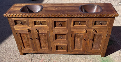 Wirebrush Roped Carved Vanity