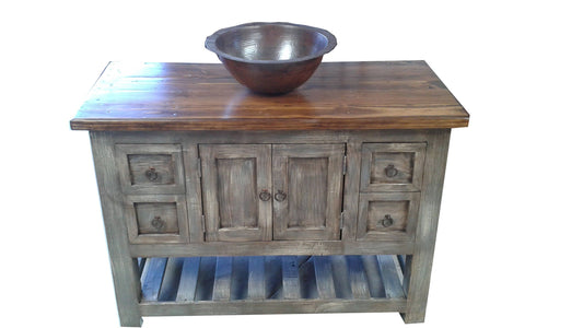 Reclaimed Wood Rustic Bathroom Vanity Distressed Gray Ladder Shelf, 48"x20"x32"