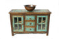 Rustic Glass Door Bathroom Vanity, Turquoise, False Top Drawer