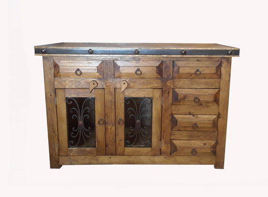 Rustic Saint Andrew Bathroom Vanity Panel Doors, Open Doors