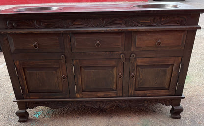 Shipwreck Dark Vanity W/ 2 Copper Sinks Included