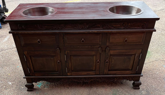 Shipwreck Dark Vanity W/ 2 Copper Sinks Included