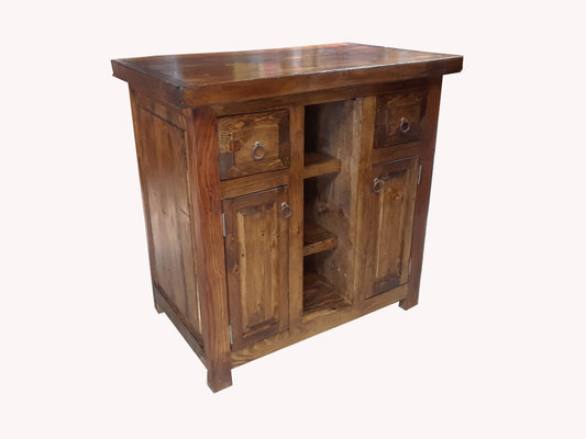 Rustic Reclaimed Wood Bathroom Vanity With Middle Shelves